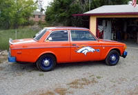 Denver Broncos themed 1974 Volvo 142